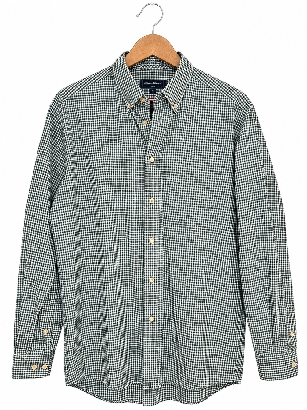 Eddie Bauer Men’s M Gingham Check 100% Cotton Wrinkle Resistant Shirt